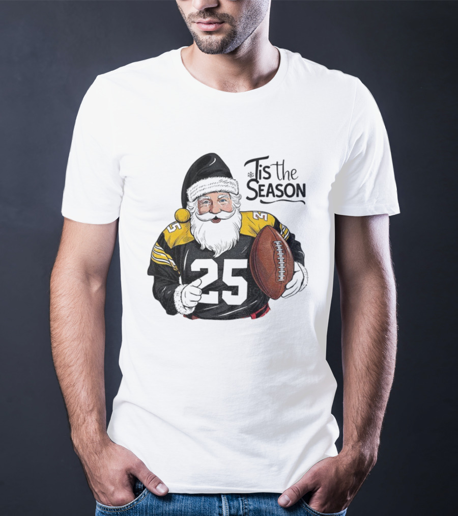 Pittsburgh Steelers Santa Claus Football NFL Tis The Season Merry Christmas T-Shirt
