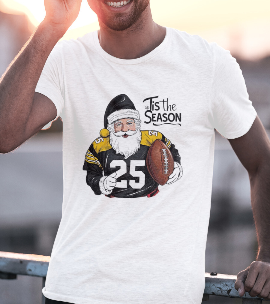 Pittsburgh Steelers Santa Claus Football NFL Tis The Season Merry Christmas T-Shirt