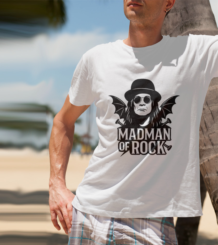 Ozzy Osbourne Madman Of Rock Wings And Hat Design T-Shirt