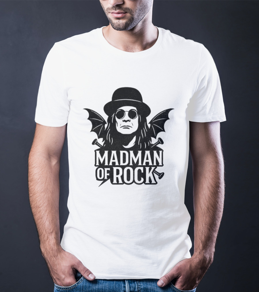 Ozzy Osbourne Madman Of Rock Wings And Hat Design T-Shirt