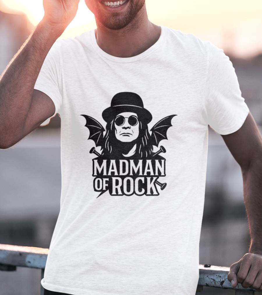 Ozzy Osbourne Madman Of Rock Wings And Hat Design T-Shirt