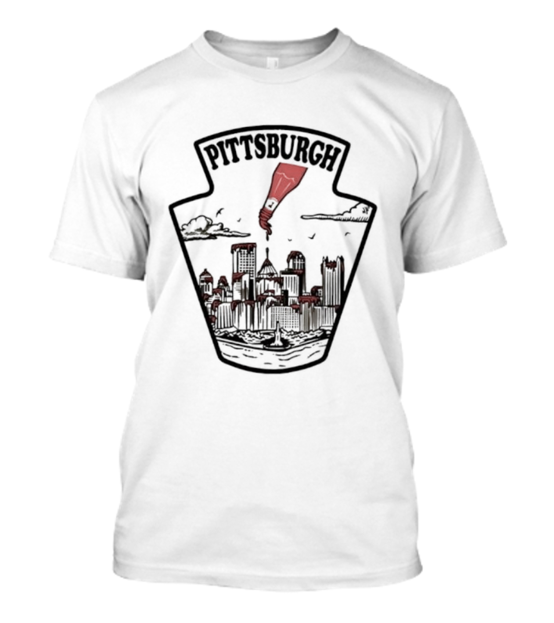 Pittsburgh Skyline With Ketchup Bottle Symbol T-Shirt