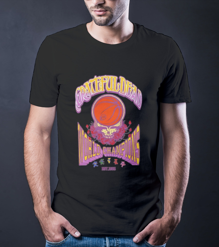 Grateful Dead Basketball Skull Roses World Champions Est 1965 T-Shirt