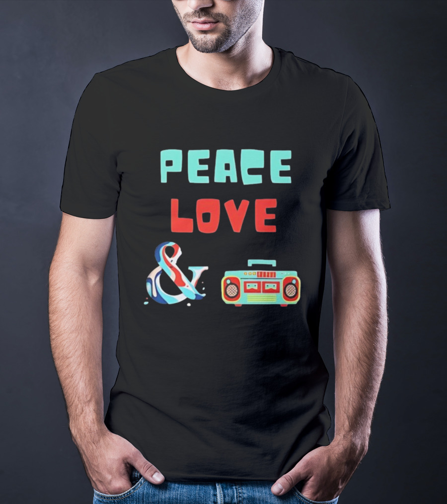 Peace Love Ampersand Retro Boombox T-Shirt