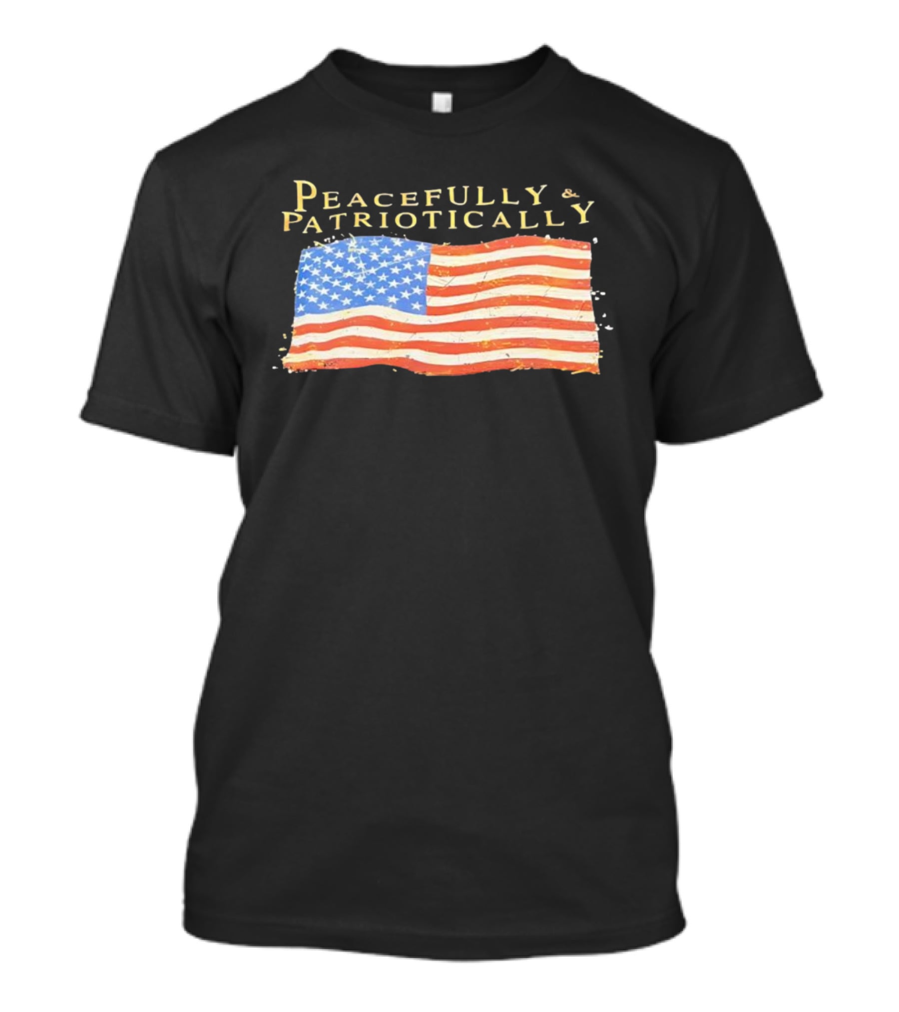Peacefully & Patriotically American Flag USA T-Shirt