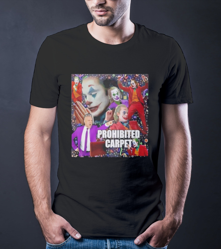 Prohibited Carpet Joker Clown Faces Confetti T-Shirt