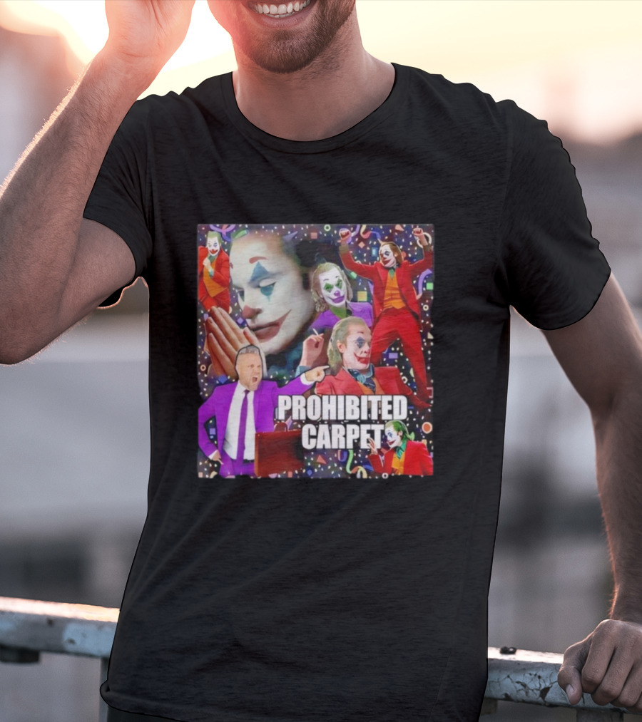 Prohibited Carpet Joker Clown Faces Confetti T-Shirt