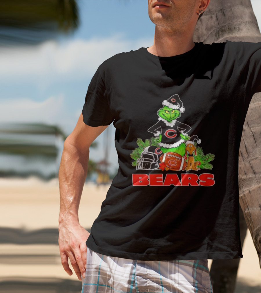 Chicago Bears Christmas Grinch Max Holiday Helmet T-Shirt