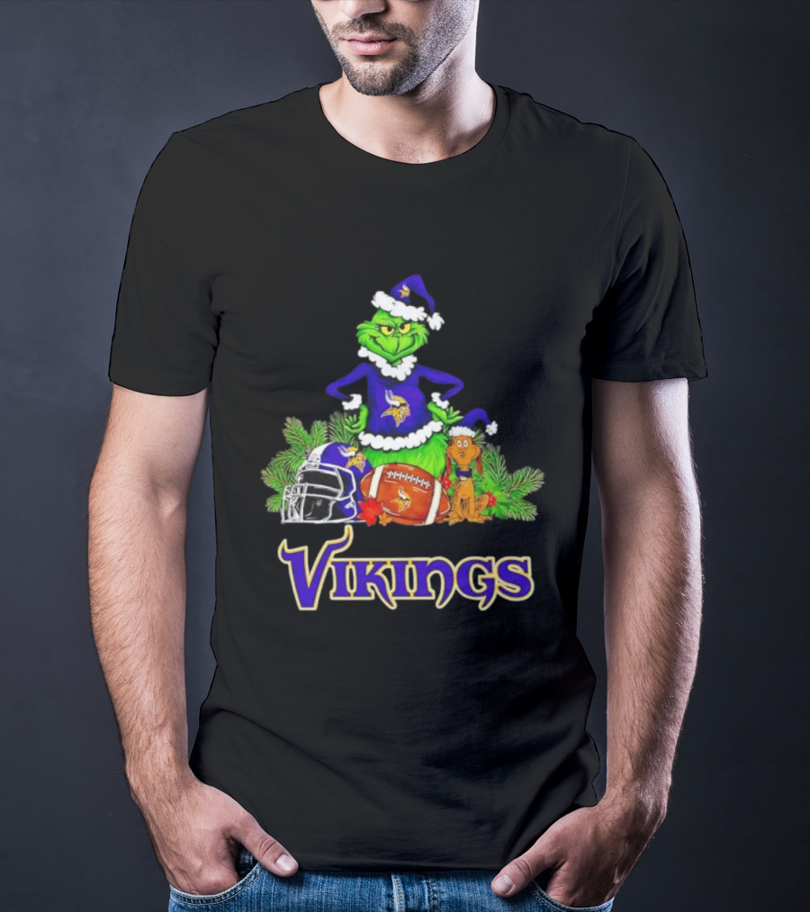 The Grinch Max Christmas Minnesota Vikings Football Helmets T-Shirt