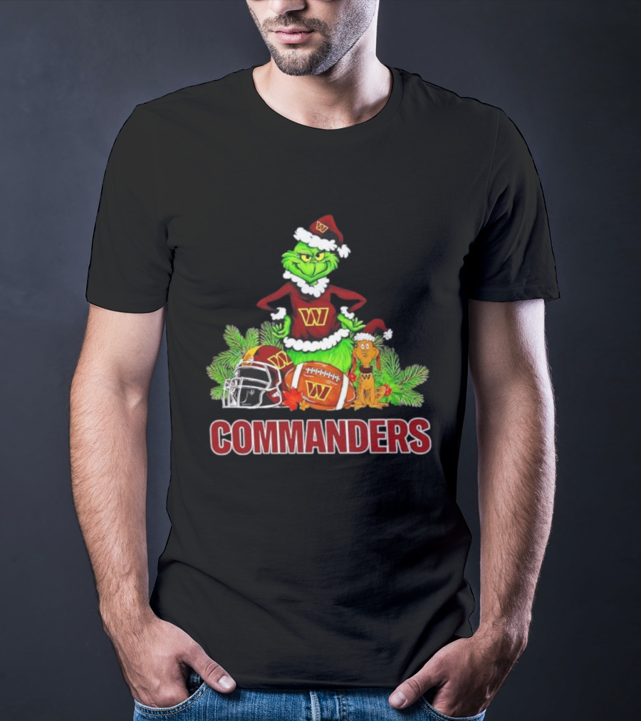 The Grinch And Max Commanders Christmas Football Theme T-Shirt