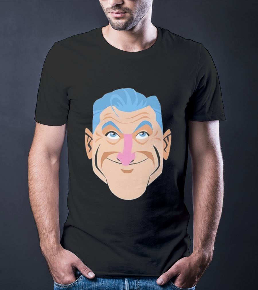 Craig Ferguson Big Head Cartoon Blue Hair Fun Illustration T-Shirt