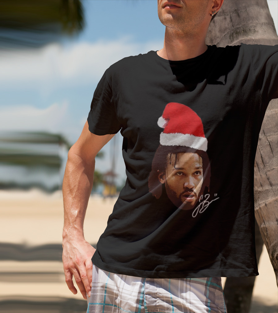 Jalen Brunson Santa Hat Ugly Christmas Signature JB2 T-Shirt