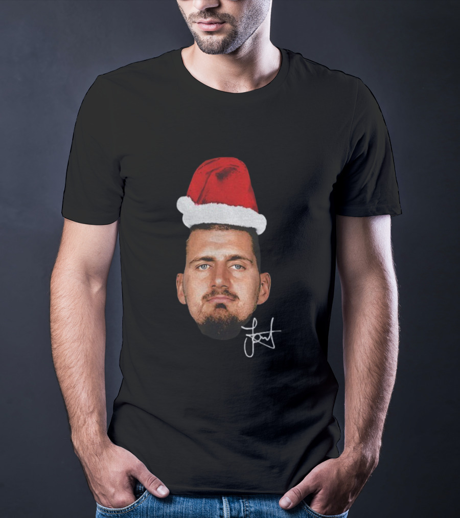 Nikola Jokic Santa Hat Christmas Denver Nuggets T-Shirt