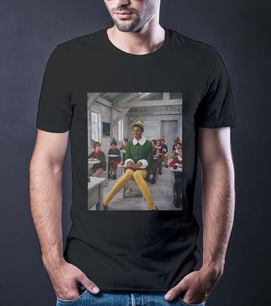 Victor Wembanyama As Elf With Spurs Christmas Theme In Classroom T-Shirt