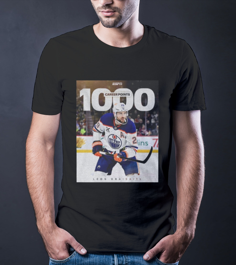 ESPN Leon Draisaitl Career Points 1000 Milestone Edmonton Oilers T-Shirt