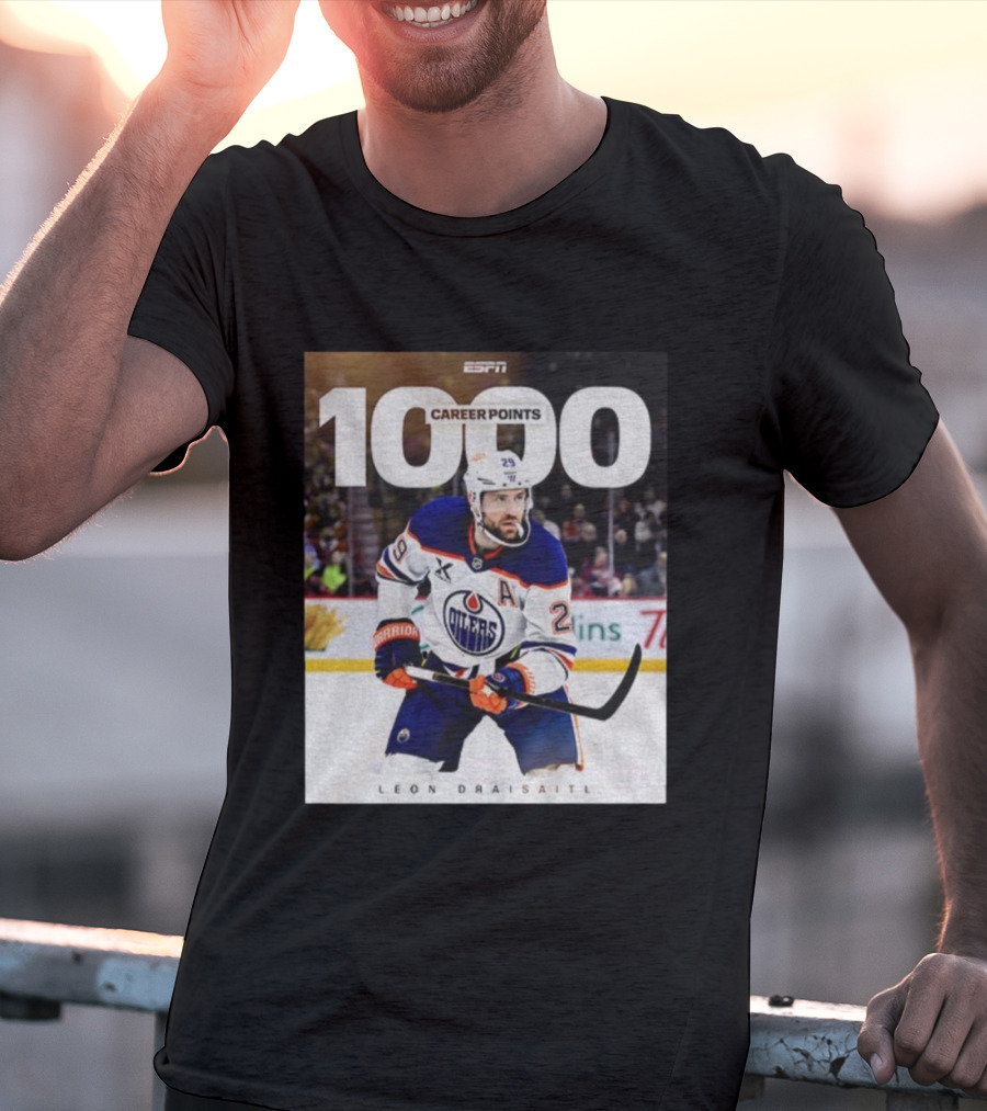 ESPN Leon Draisaitl Career Points 1000 Milestone Edmonton Oilers T-Shirt