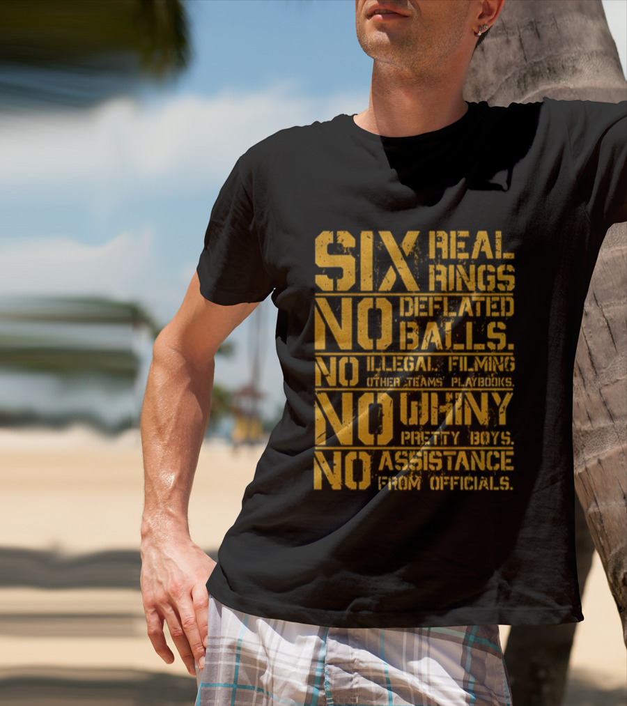 Pittsburgh Steelers Six Real Rings No Deflated Balls No Illegal Filming No Shinny Mystery Substances T-Shirt