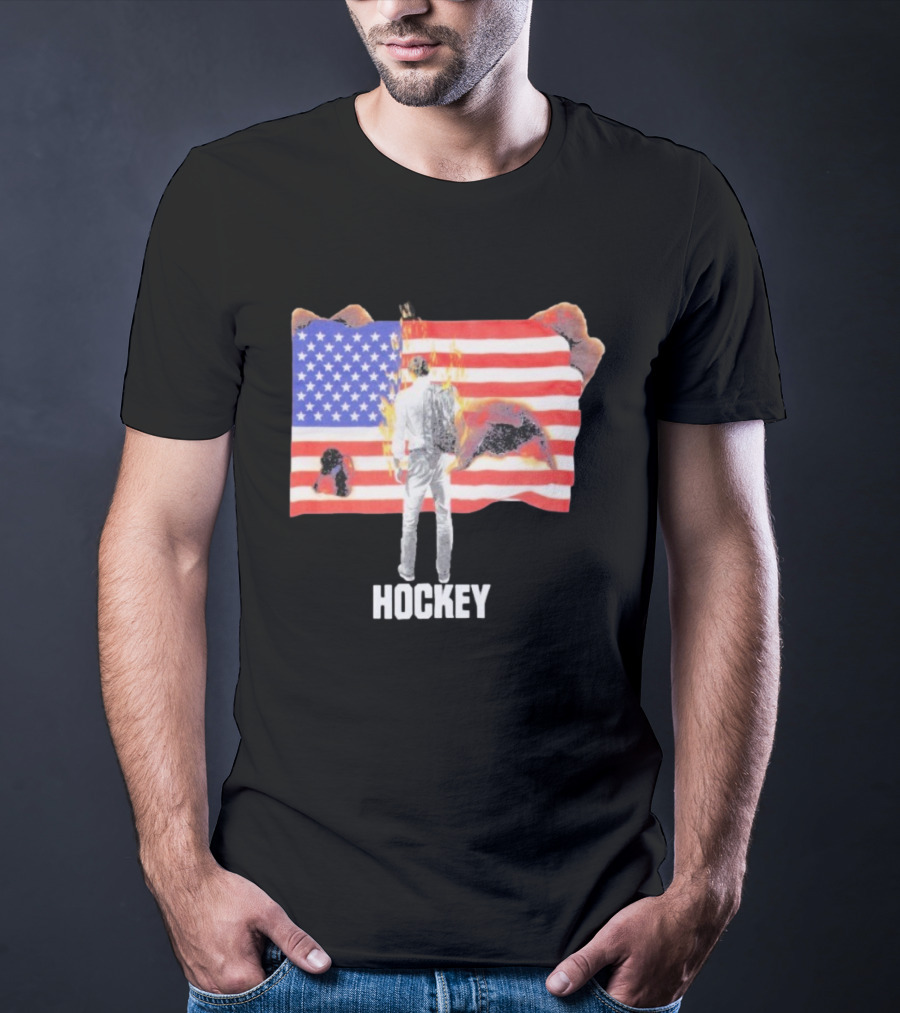 510 Skateboarding Hockey American Flag Burning Man Nobody T-Shirt