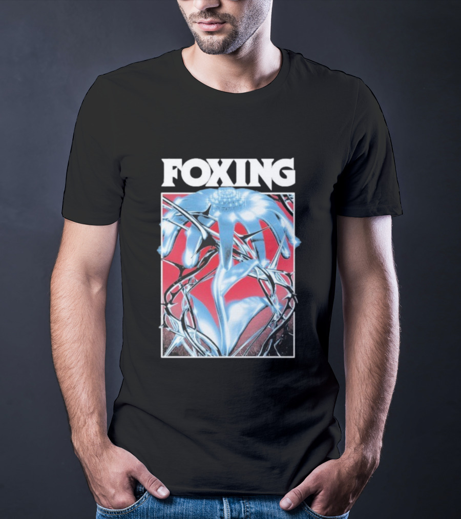 Foxing Chrome Bloom Metallic Floral Art T-Shirt