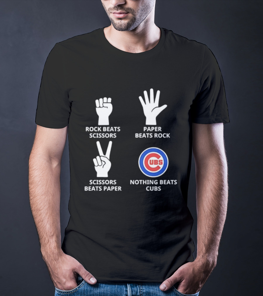 Chicago Cubs Rock Paper Scissors Nothing Beats Cubs T-Shirt
