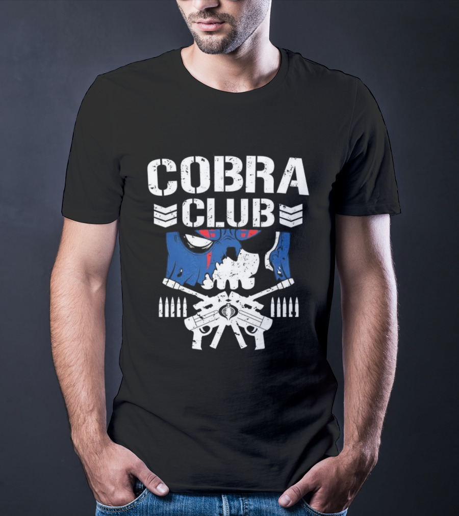 Cobra Club Skull Crossed Guns Bullet Chevrons Bold Design T-Shirt