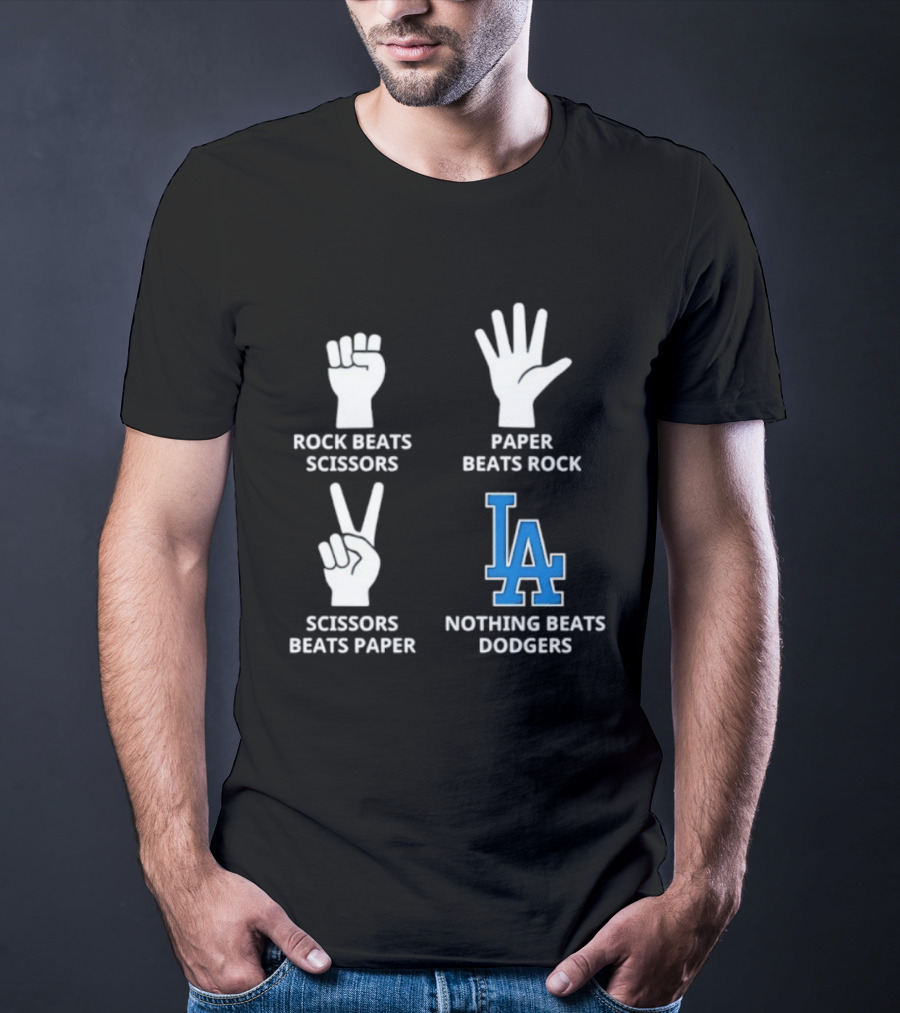 Los Angeles Dodgers Rock Paper Scissors Nothing Beats Dodgers T-Shirt