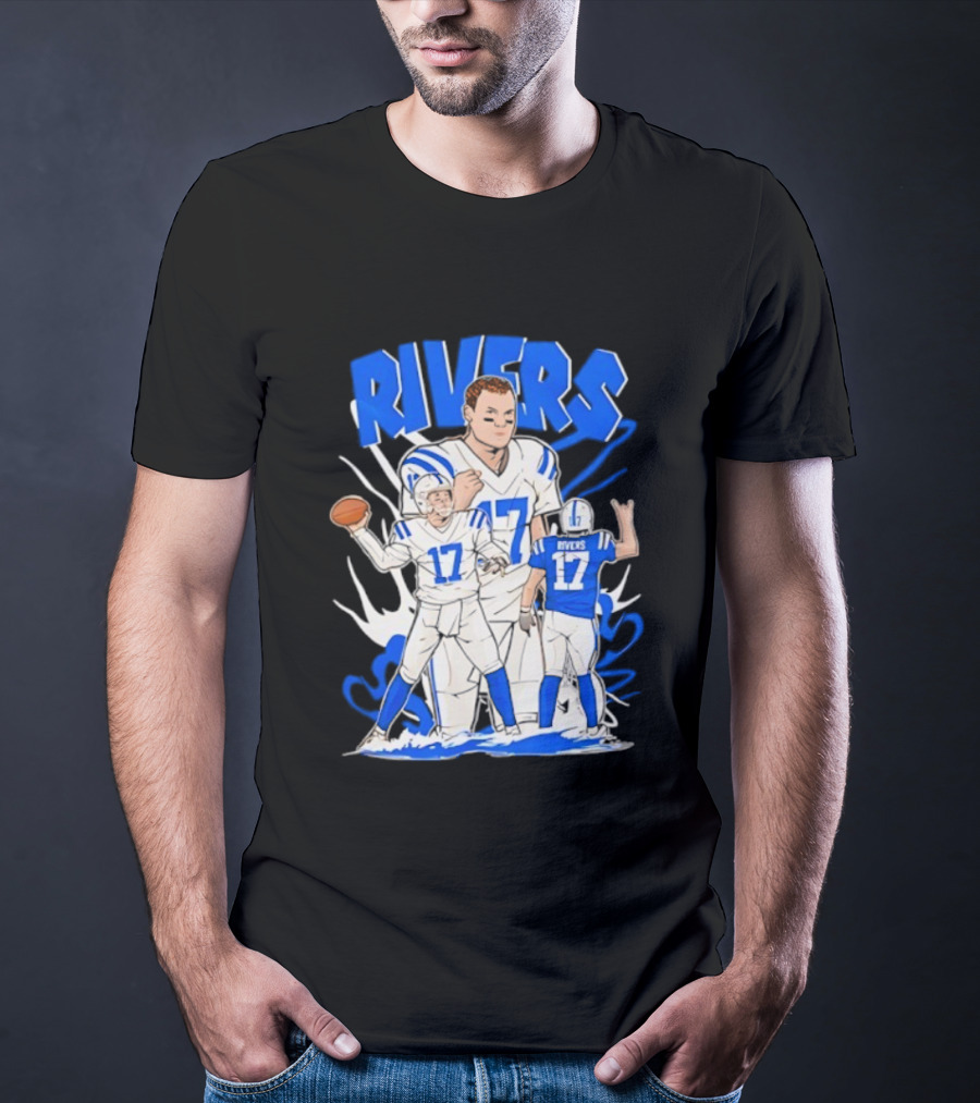 Philip Rivers 17 Indianapolis Colts Cartoon Football Player Art T-Shirt