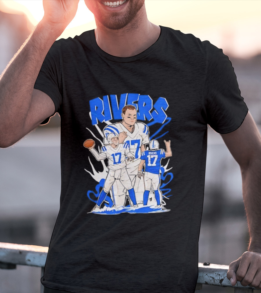 Philip Rivers 17 Indianapolis Colts Cartoon Football Player Art T-Shirt