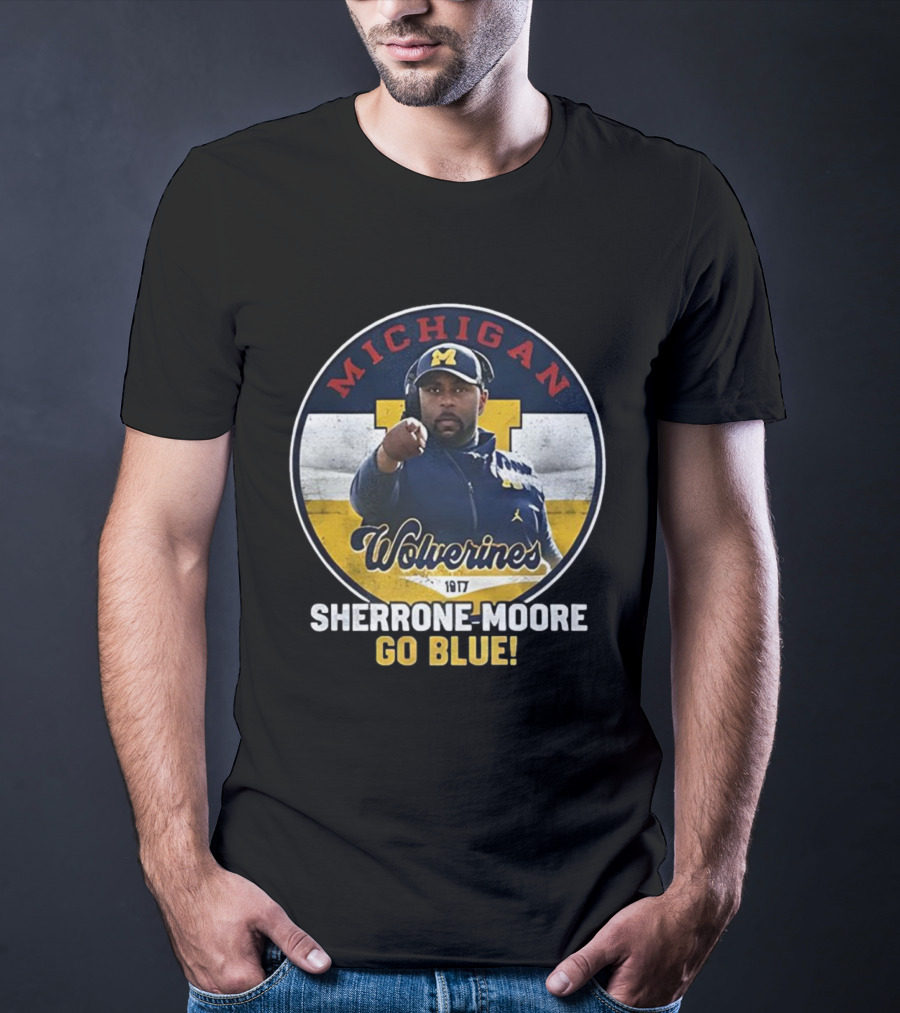 Michigan Wolverines Sherrone Moore Go Blue Coach 1917 T-Shirt