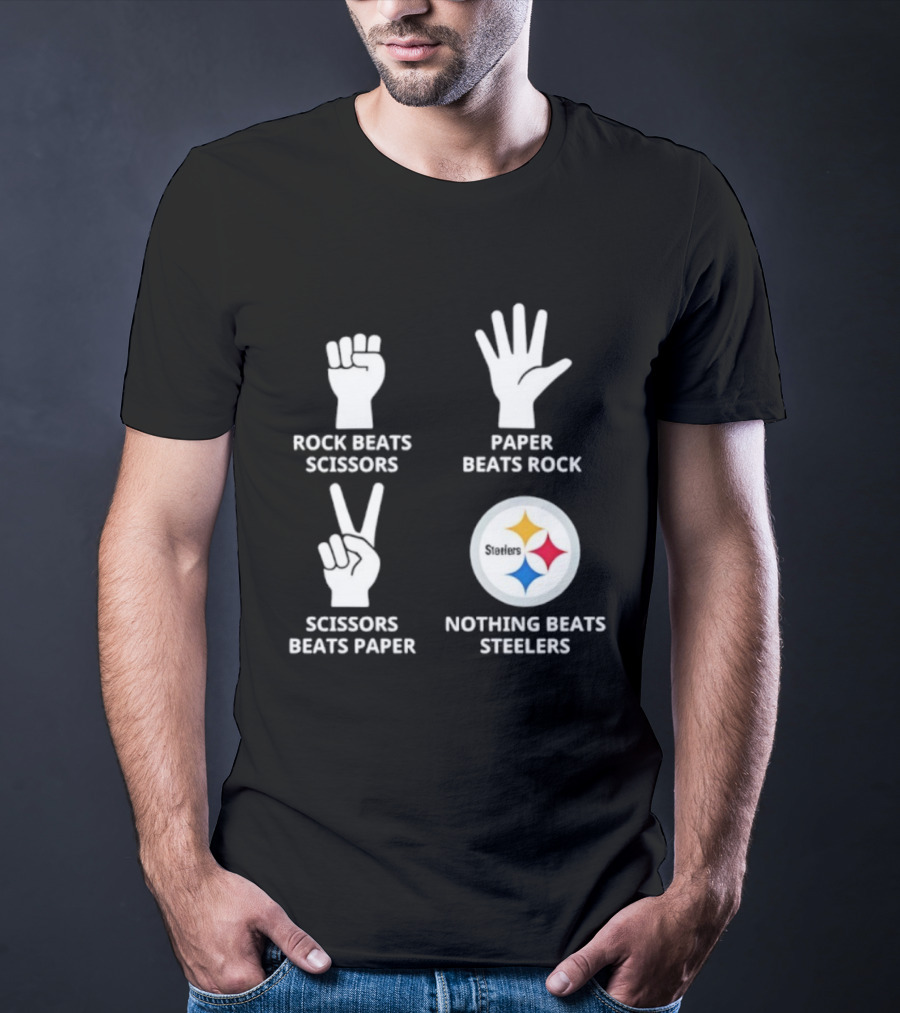 Pittsburgh Steelers Rock Paper Scissors Nothing Beats Steelers Logo T-Shirt