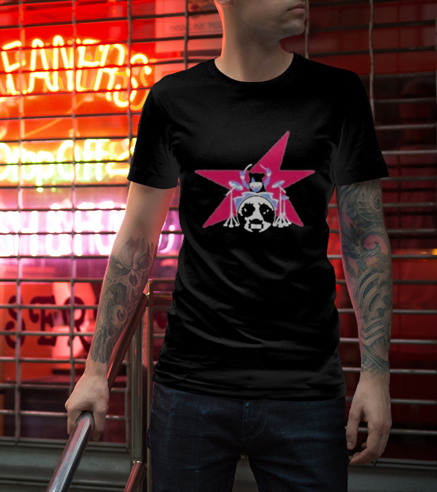 Torr Drummer Star Drums Iconic Panda Graphics T-Shirt