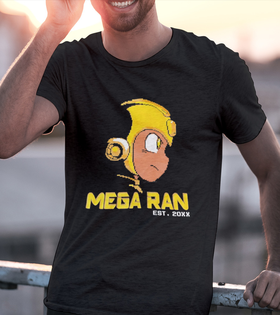 Mega Ran EST. 20XX Cartoon Character Yellow Helmet T-Shirt