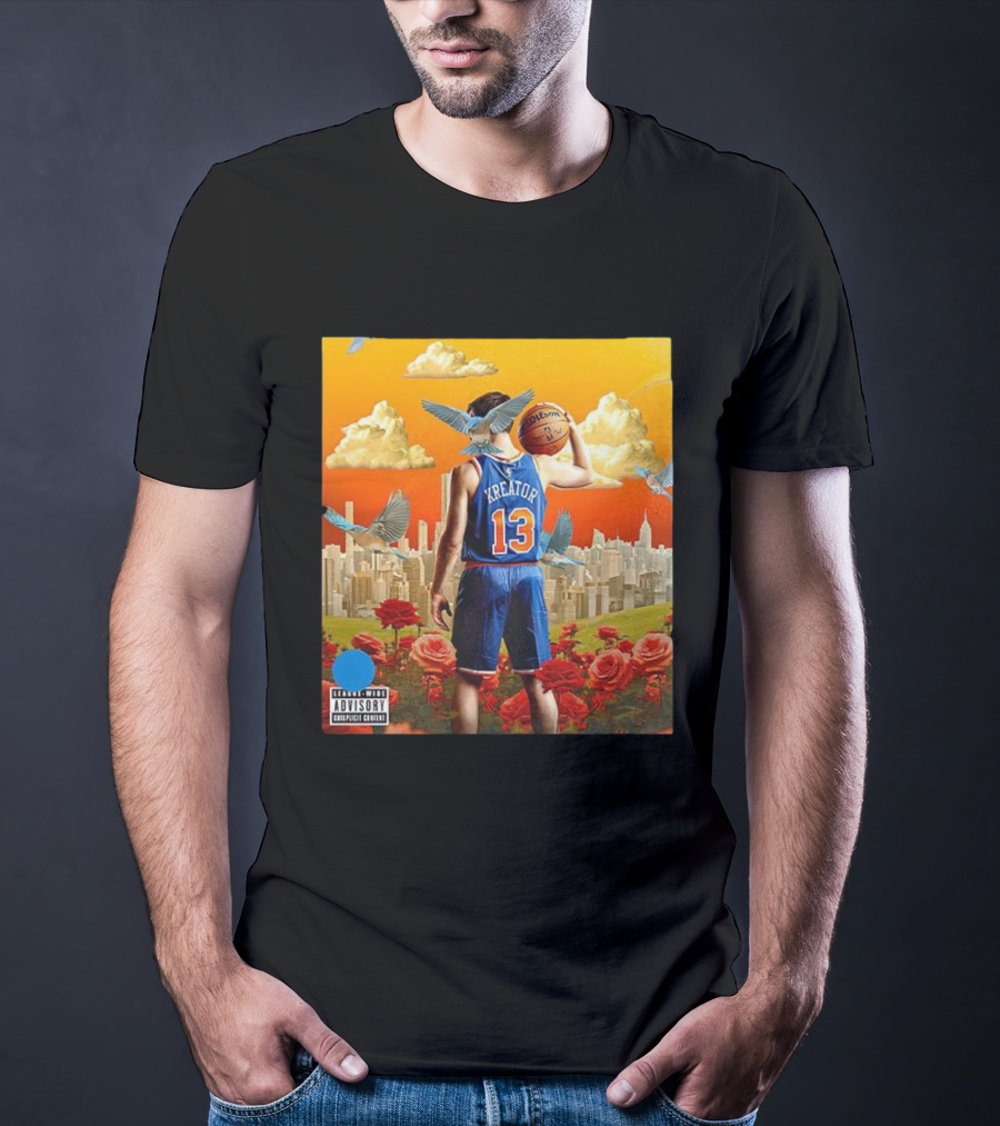 Kreator 13 New York Knicks Basketball City Skyline And Roses T-Shirt