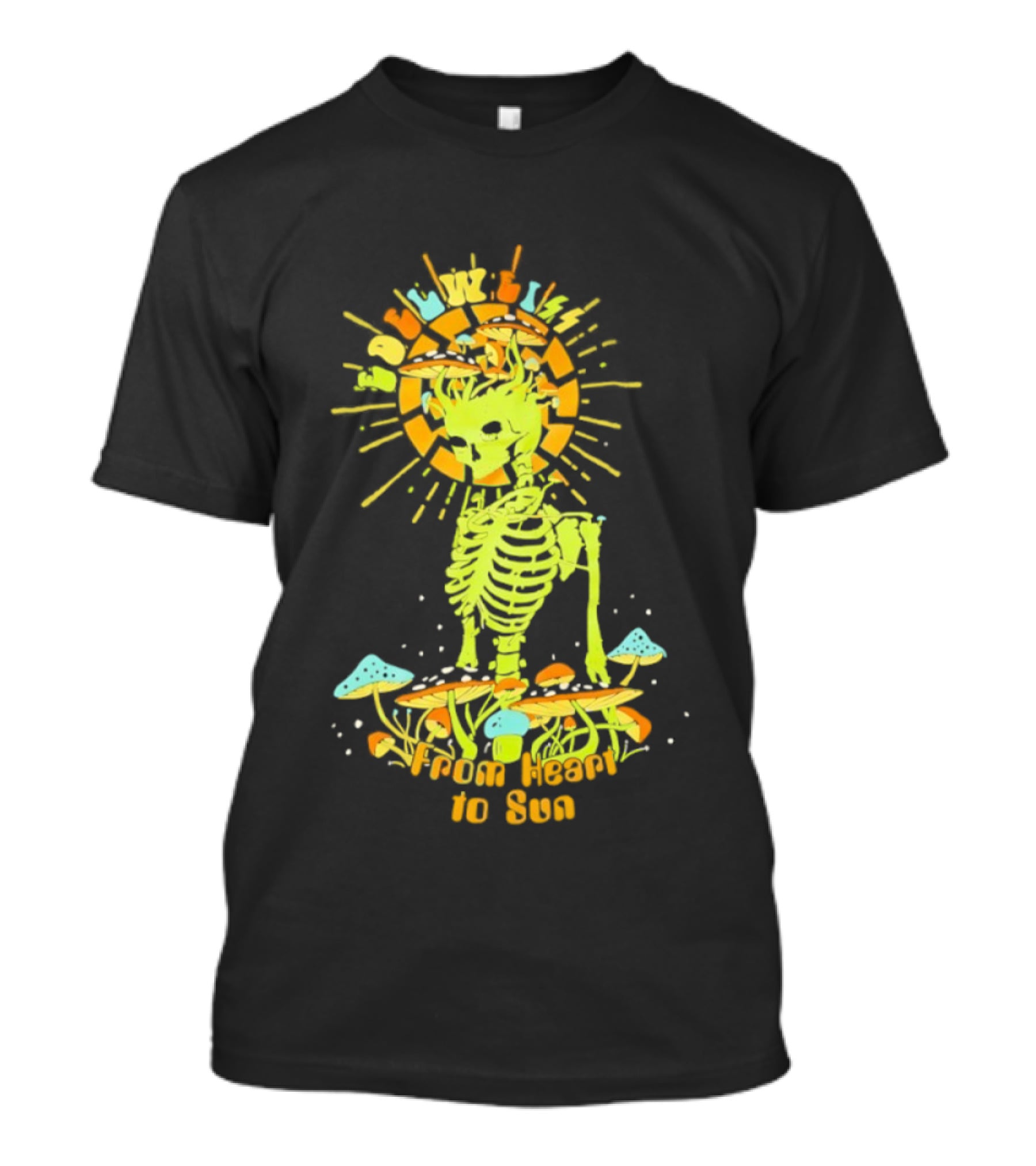 Skeleton Edelweiss From Heart To Sun Mushrooms Sunburst T-Shirt