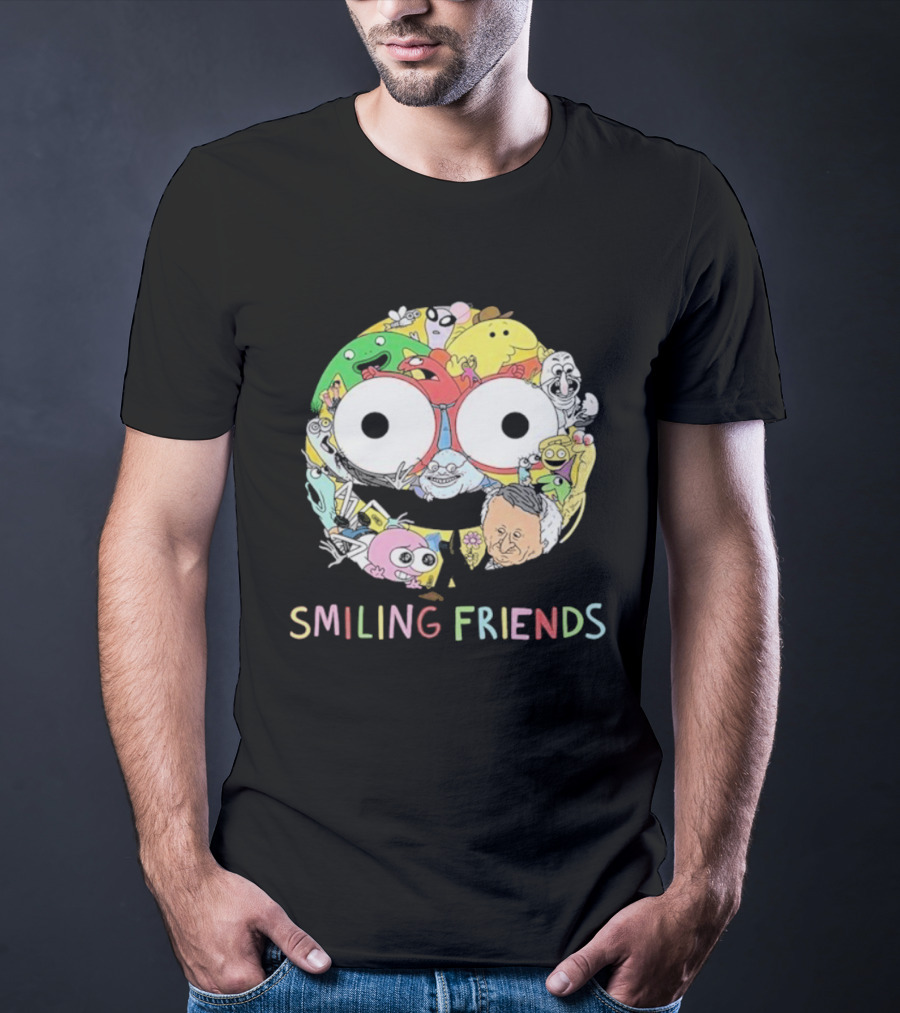 Smiling Friends Colorful Character Collage Faces T-Shirt