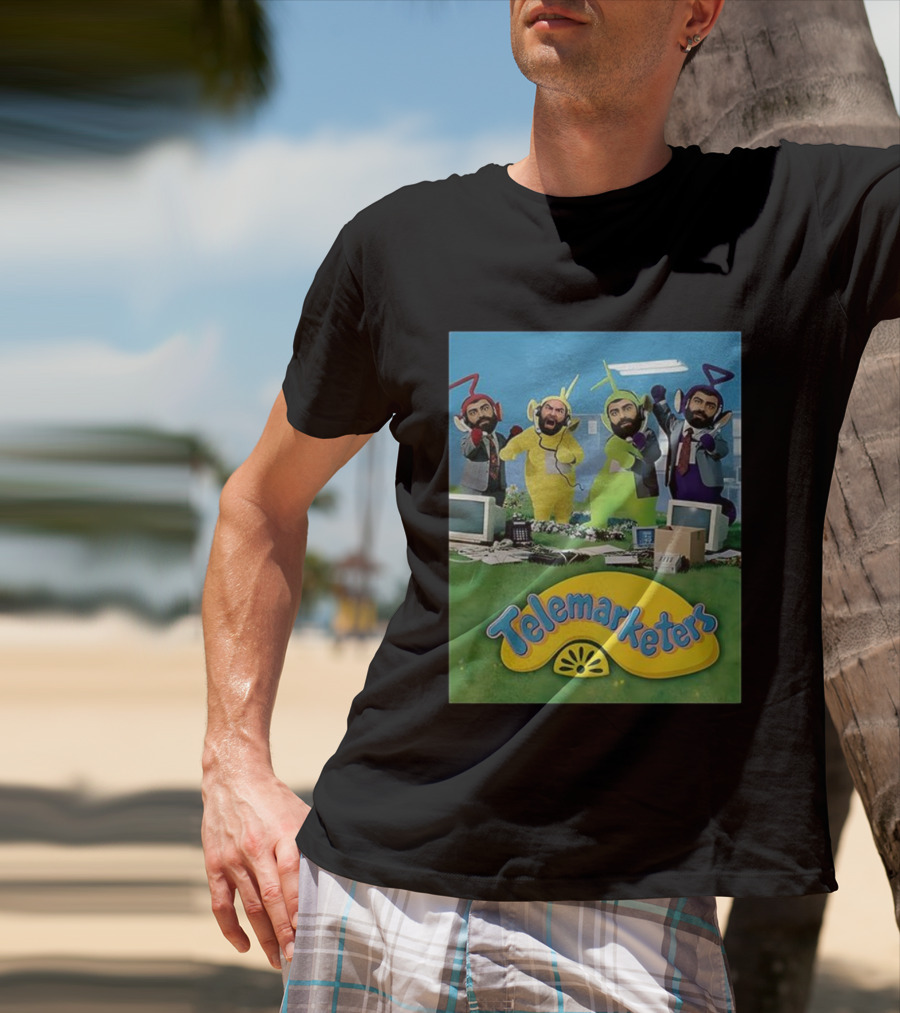 Telemarketers Teletubbies Funny Crossover Mashup T-Shirt