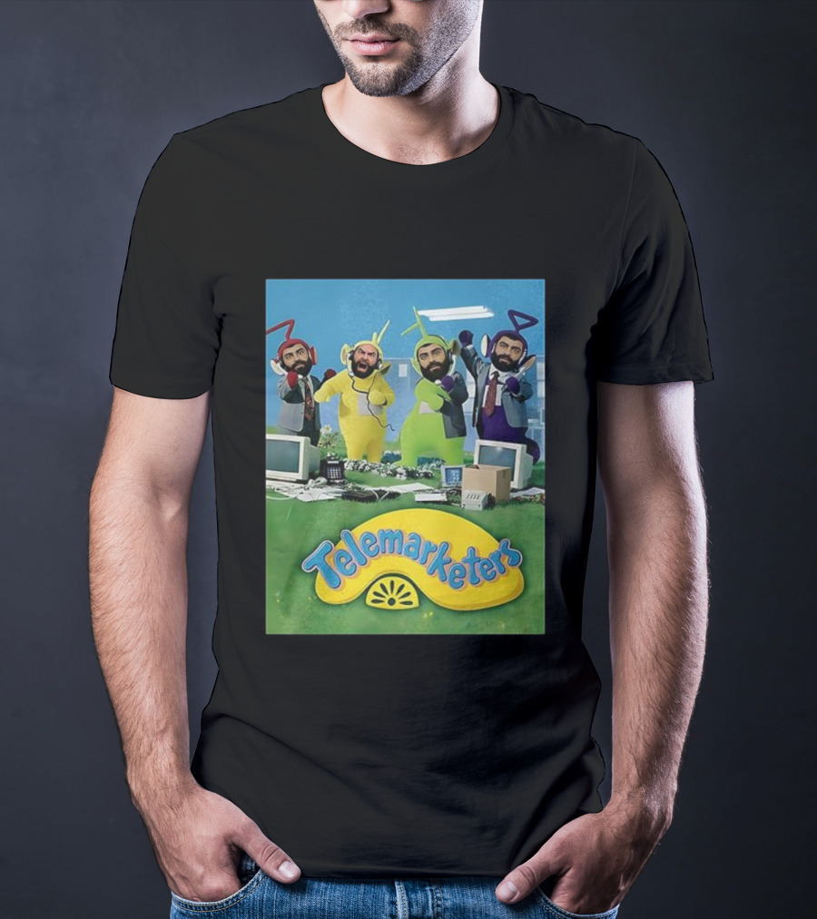 Telemarketers Teletubbies Funny Crossover Mashup T-Shirt