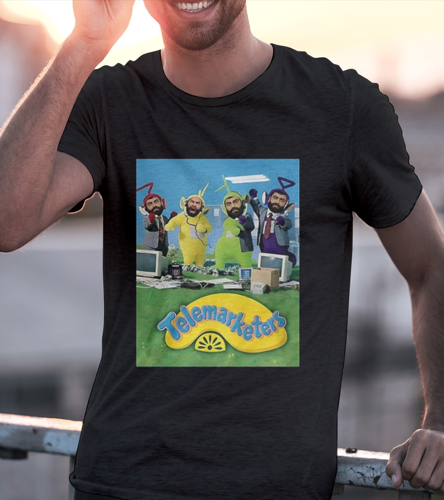 Telemarketers Teletubbies Funny Crossover Mashup T-Shirt