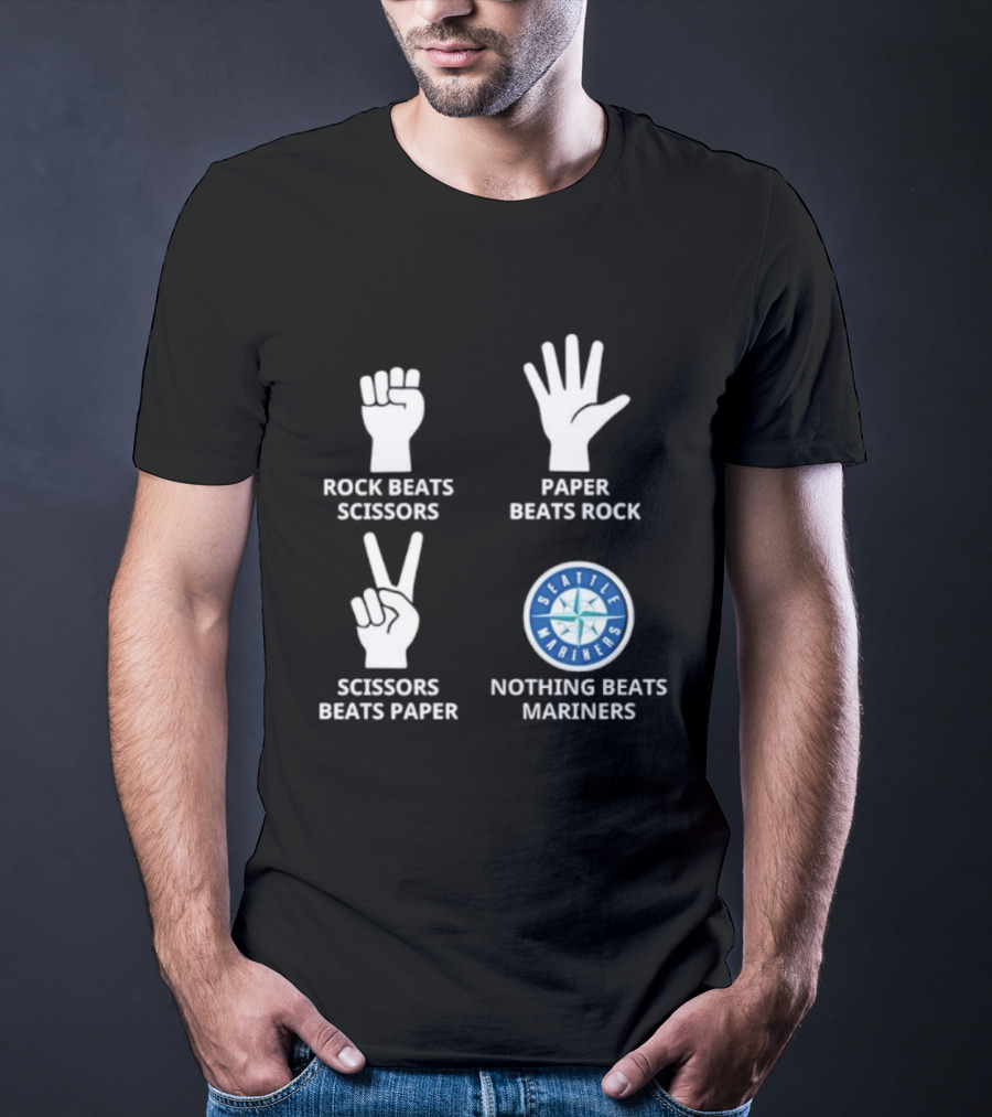 Seattle Mariners Rock Paper Scissors Nothing Beats Mariners T-Shirt
