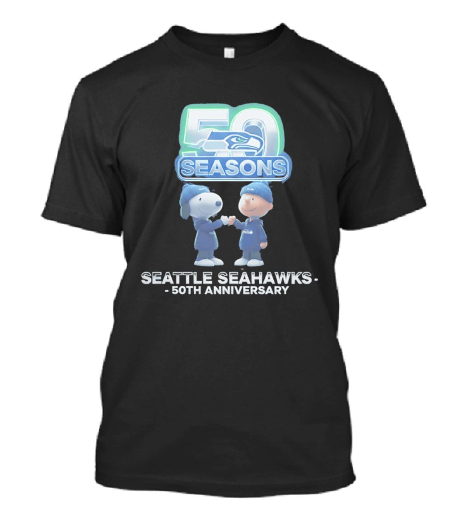Snoopy Charlie Brown Seattle Seahawks 50 Seasons 50th Anniversary 1976 2026 T-Shirt