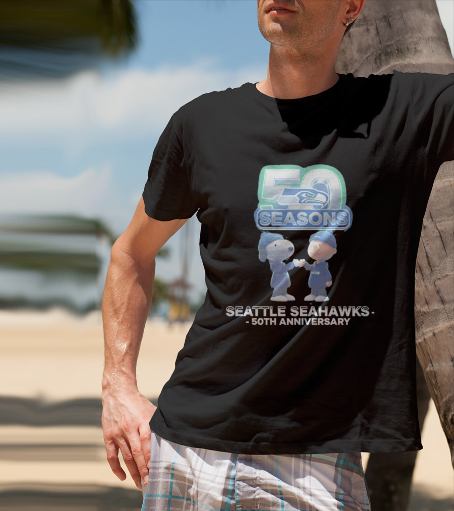 Snoopy Charlie Brown Seattle Seahawks 50 Seasons 50th Anniversary 1976 2026 T-Shirt