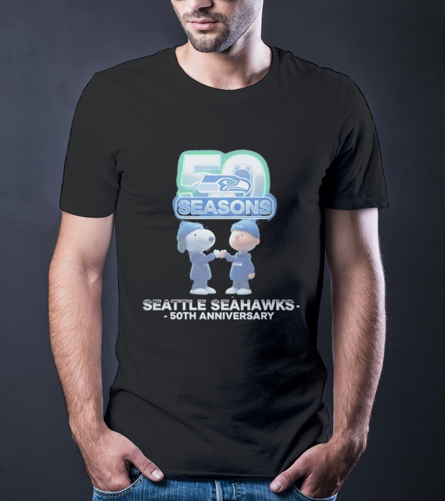 Snoopy Charlie Brown Seattle Seahawks 50 Seasons 50th Anniversary 1976 2026 T-Shirt