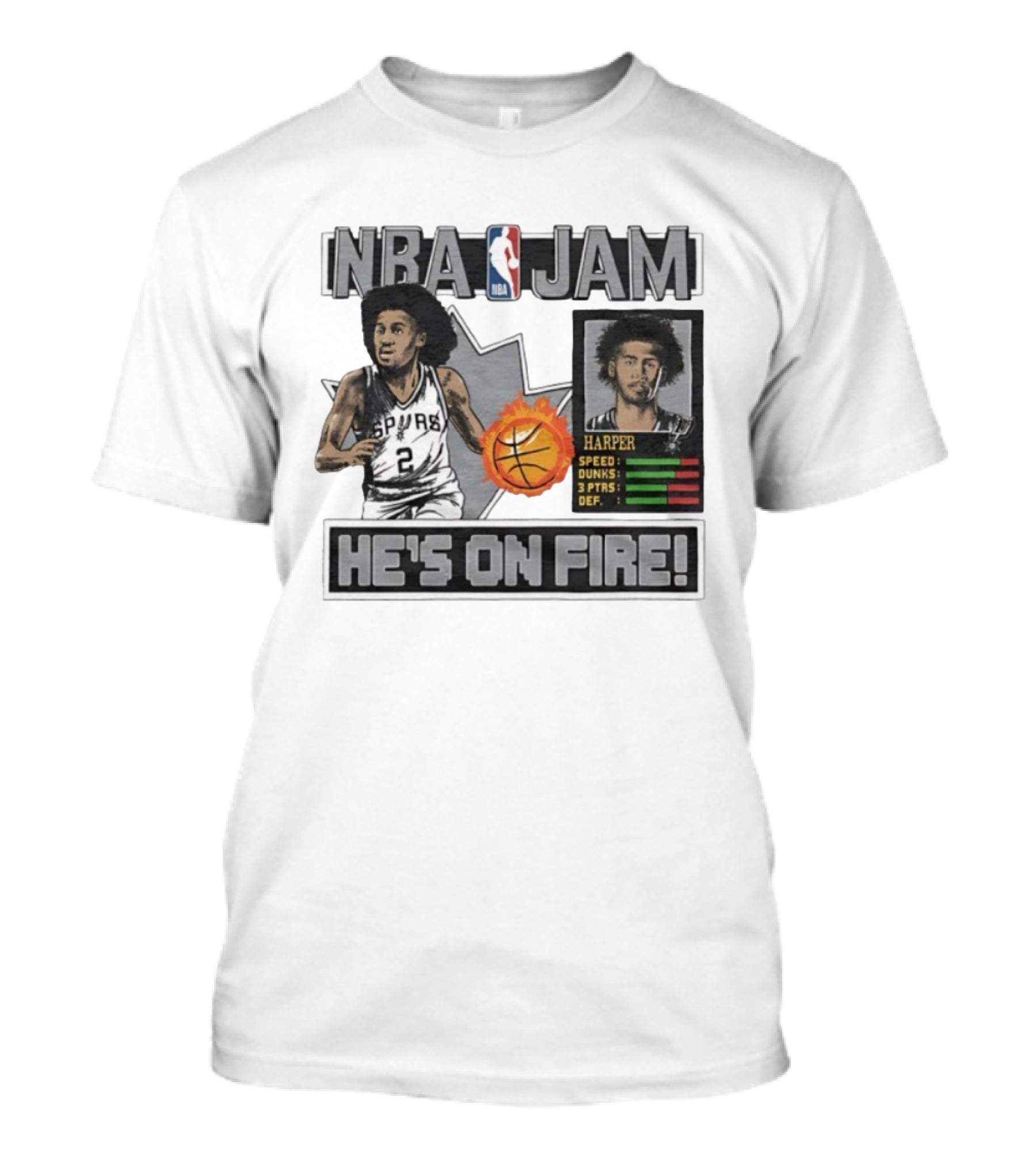 NBA Jam Harper San Antonio Spurs He's On Fire Basketball T-Shirt