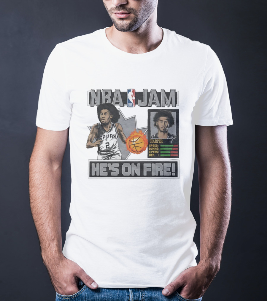 NBA Jam Harper San Antonio Spurs He's On Fire Basketball T-Shirt