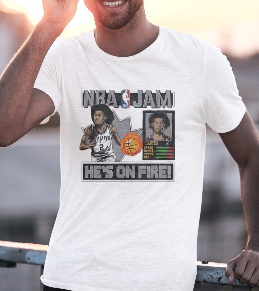 NBA Jam Harper San Antonio Spurs He's On Fire Basketball T-Shirt