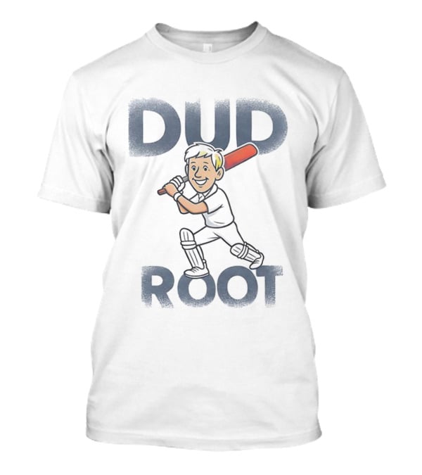 Dud Root Cricket Batting Cartoon Character T-Shirt