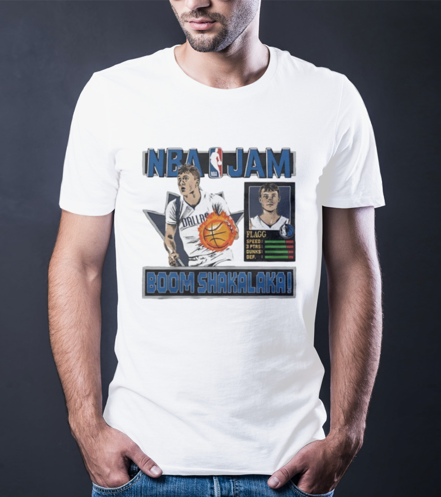 NBA Jam Dallas Mavericks Cooper Flagg Basketball Boom Shakalaka T-Shirt