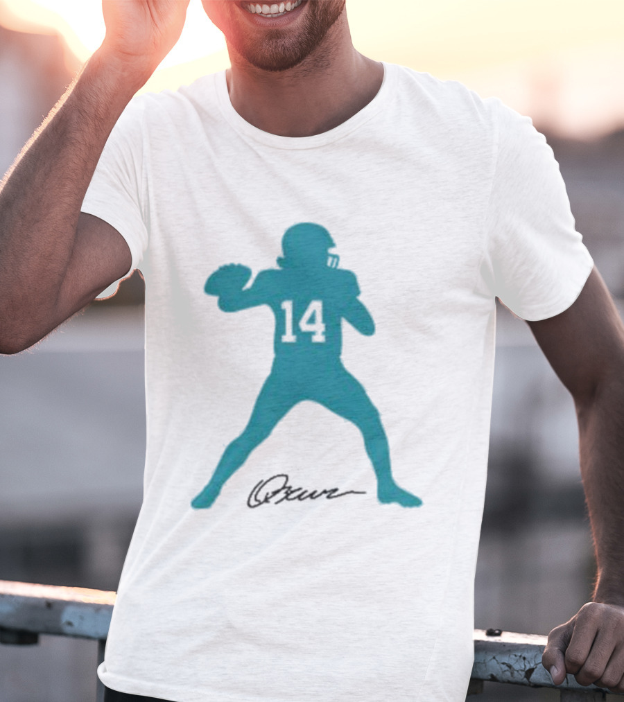 Quinn Ewers Number 14 Football Player Silhouette T-Shirt