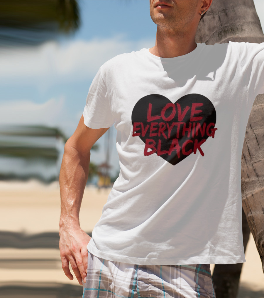 Love Everything Black Heart Bold Statement T-Shirt