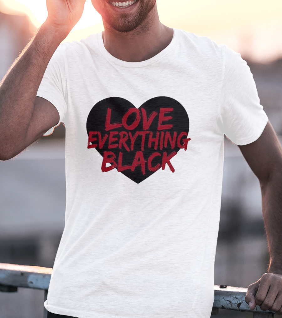 Love Everything Black Heart Bold Statement T-Shirt